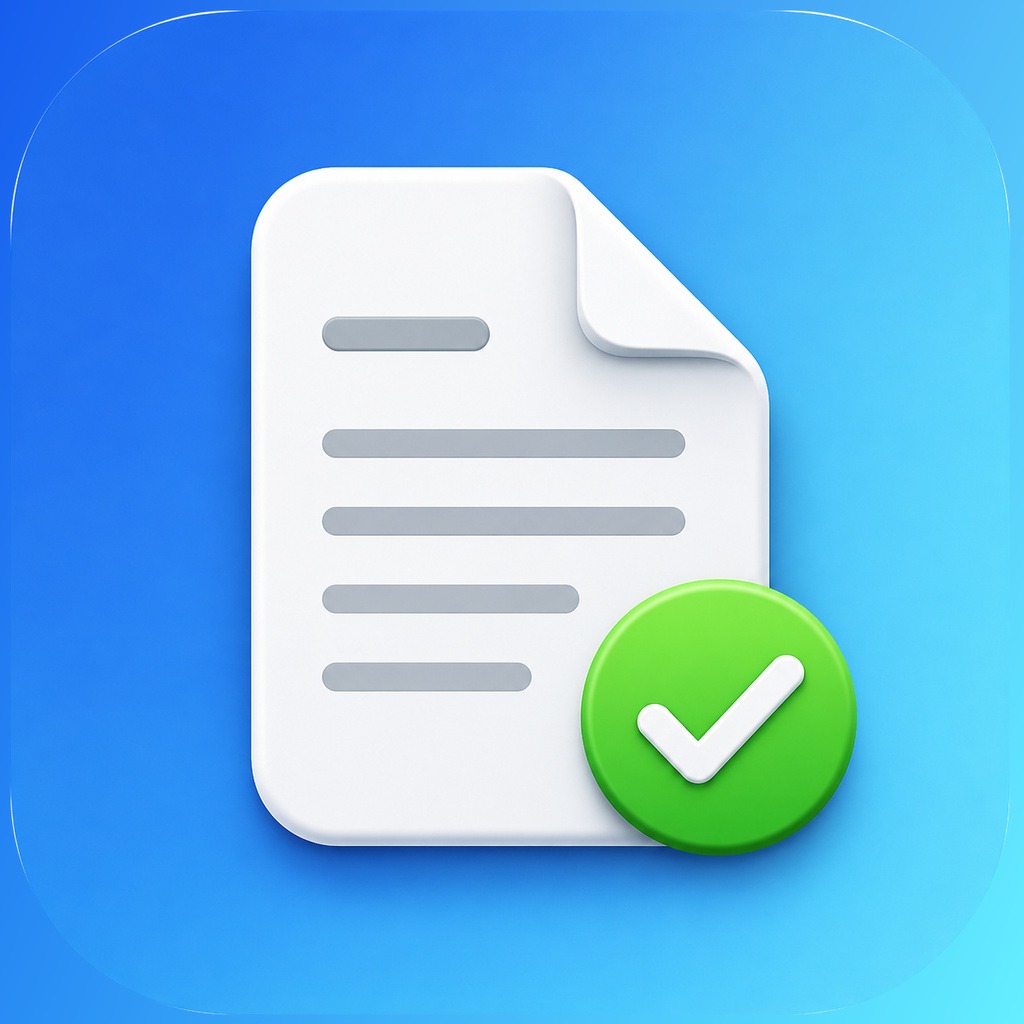 Brief Clear app icon showing a document and a green checkmark